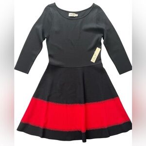 NWT knit Eliza J Black and Red Long Sleeve Dress